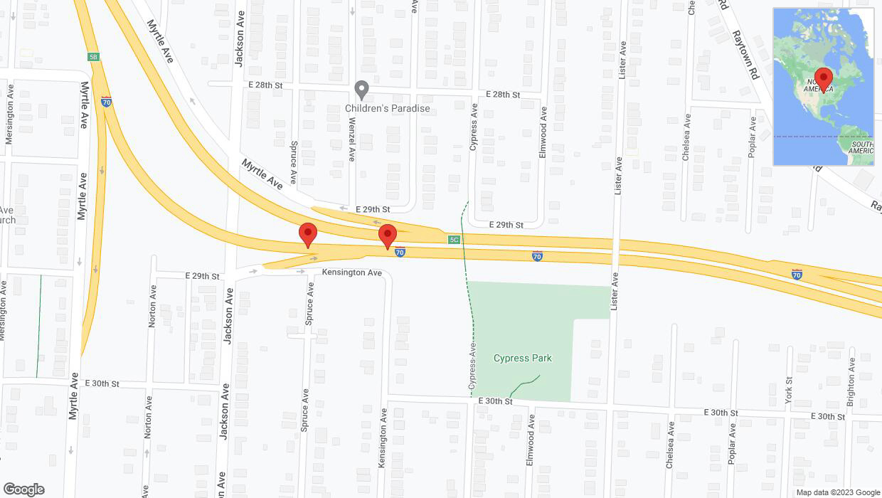 A detailed map that shows the affected road due to 'Broken down vehicle on eastbound I-70 in Kansas City' on December 28th at 8:22 p.m.
