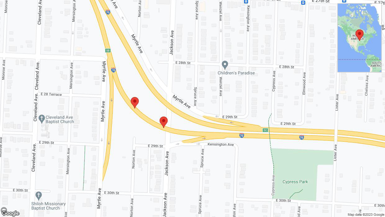 A detailed map that shows the affected road due to 'Broken down vehicle on eastbound I-70 in Kansas City' on December 28th at 10:22 p.m.