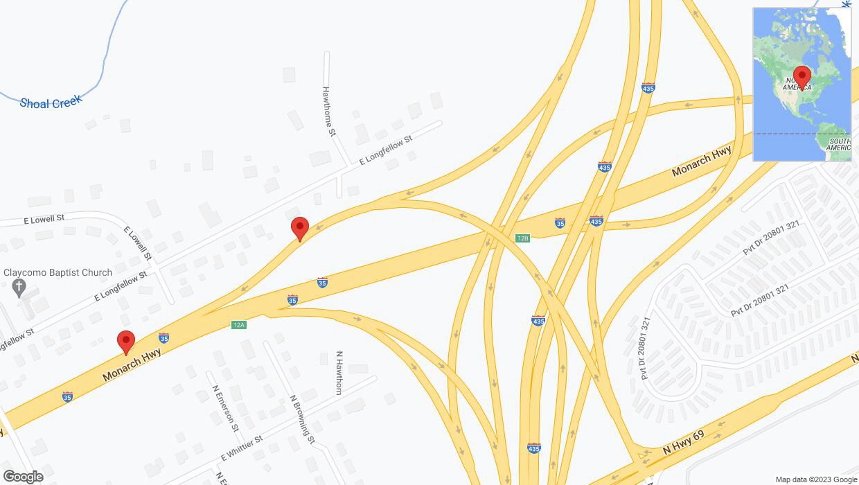 A detailed map that shows the affected road due to 'Broken down vehicle on East Longfellow Street in Kansas City' on December 29th at 12:55 p.m.