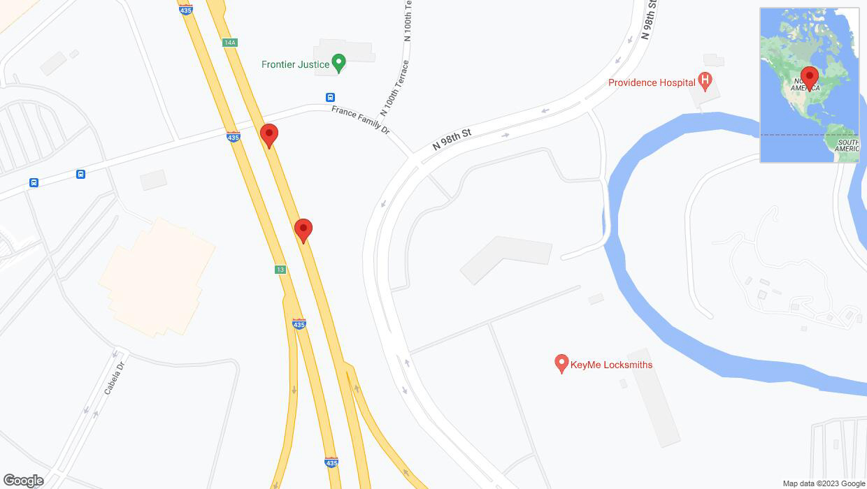 A detailed map that shows the affected road due to 'Broken down vehicle on northbound I-435 in Kansas City' on December 29th at 7:20 p.m.