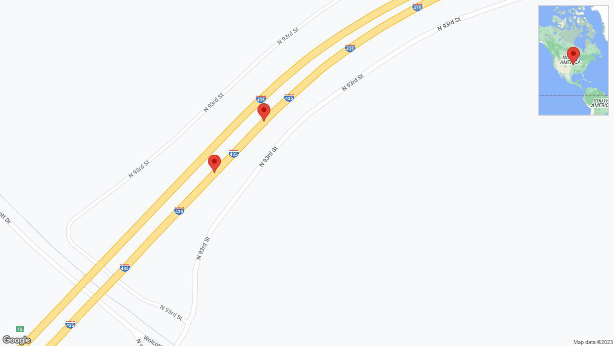 A detailed map that shows the affected road due to 'Broken down vehicle on northbound I-435 in Kansas City' on December 30th at 12:43 p.m.