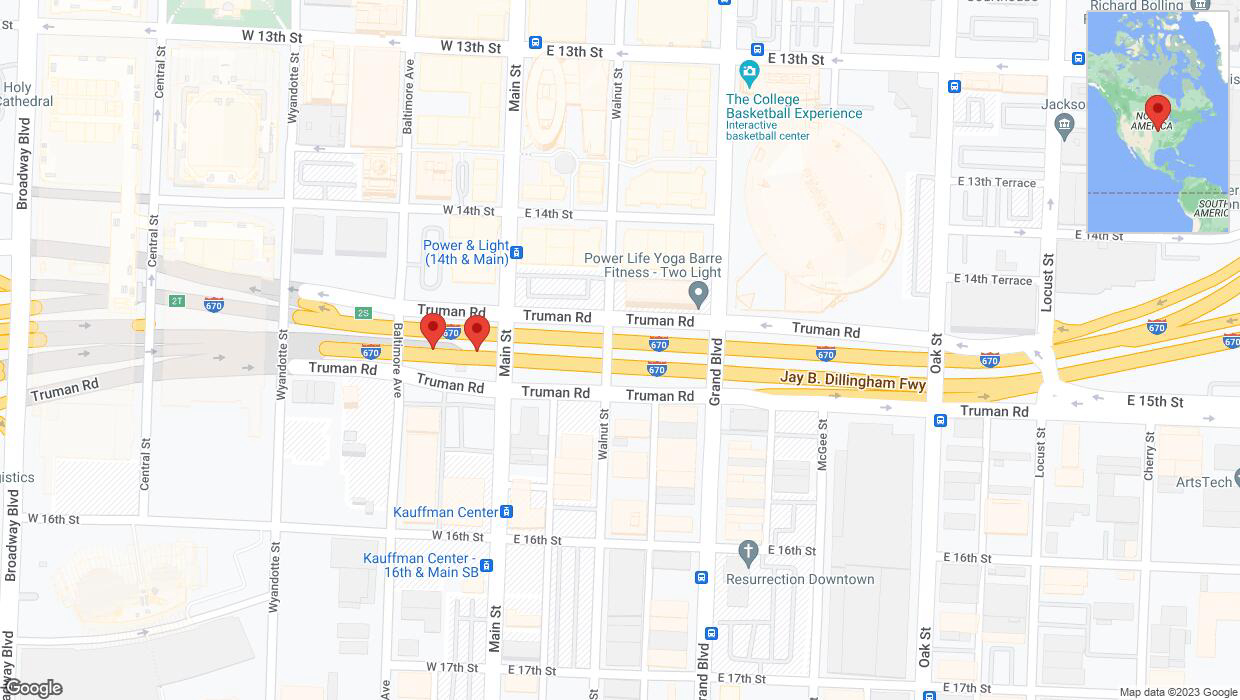 A detailed map that shows the affected road due to 'Broken down vehicle on eastbound I-670 in Kansas City' on December 30th at 2:04 p.m.