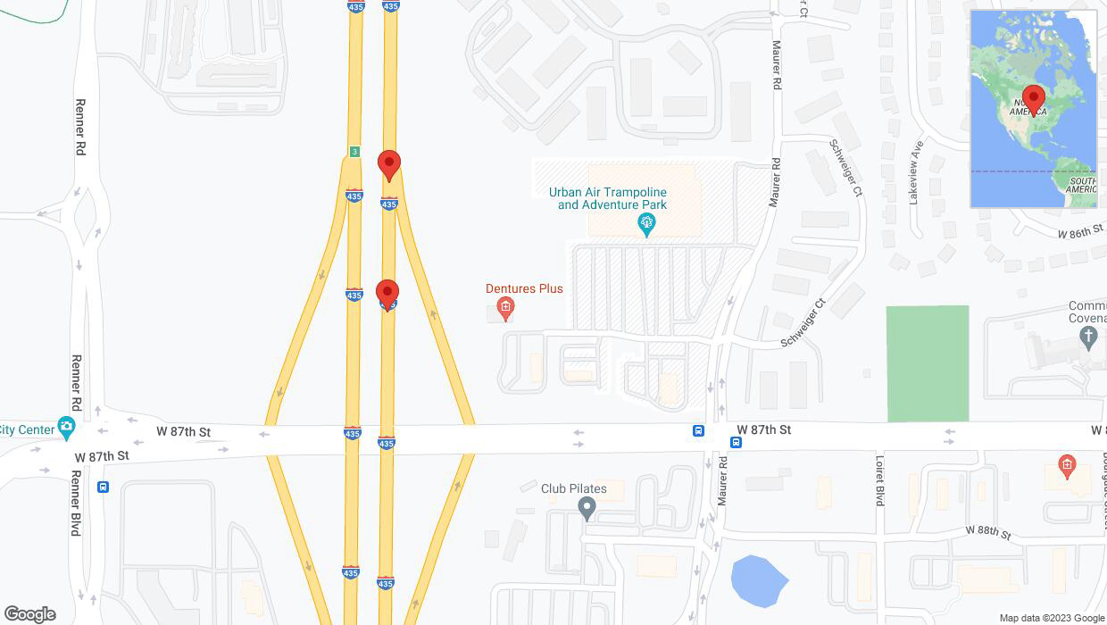 A detailed map that shows the affected road due to 'Broken down vehicle on northbound I-435 in Lenexa' on December 30th at 5:15 p.m.