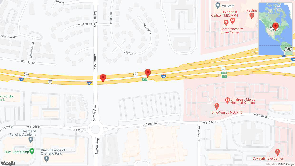 A detailed map that shows the affected road due to 'Broken down vehicle on eastbound I-435 in Shawnee' on December 30th at 4:17 p.m.