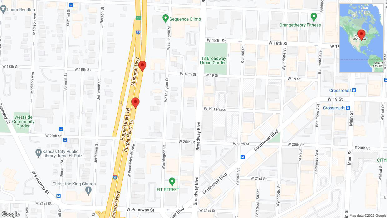 A detailed map that shows the affected road due to 'Broken down vehicle on northbound I-35 in Kansas City' on December 30th at 6:02 p.m.