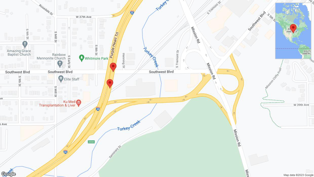 A detailed map that shows the affected road due to 'Warning: Crash on northbound I-35 in Kansas City' on December 31st at 5:15 p.m.
