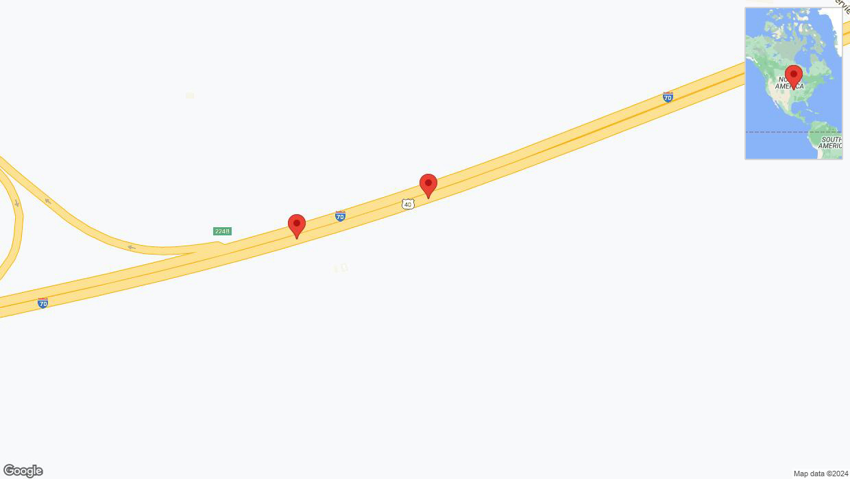 A detailed map that shows the affected road due to 'Broken down vehicle on eastbound I-70 in Bonner Springs' on January 2nd at 1:24 p.m.