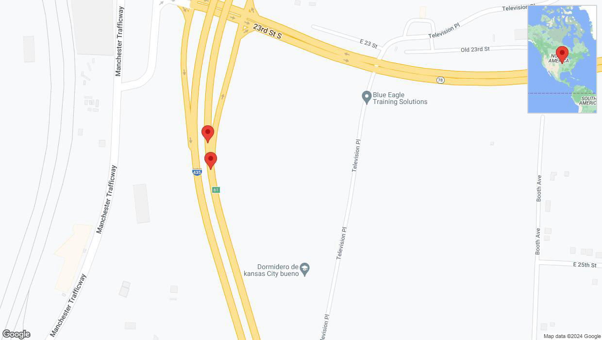 A detailed map that shows the affected road due to 'Broken down vehicle on northbound I-435 in Kansas City' on January 2nd at 2:40 p.m.