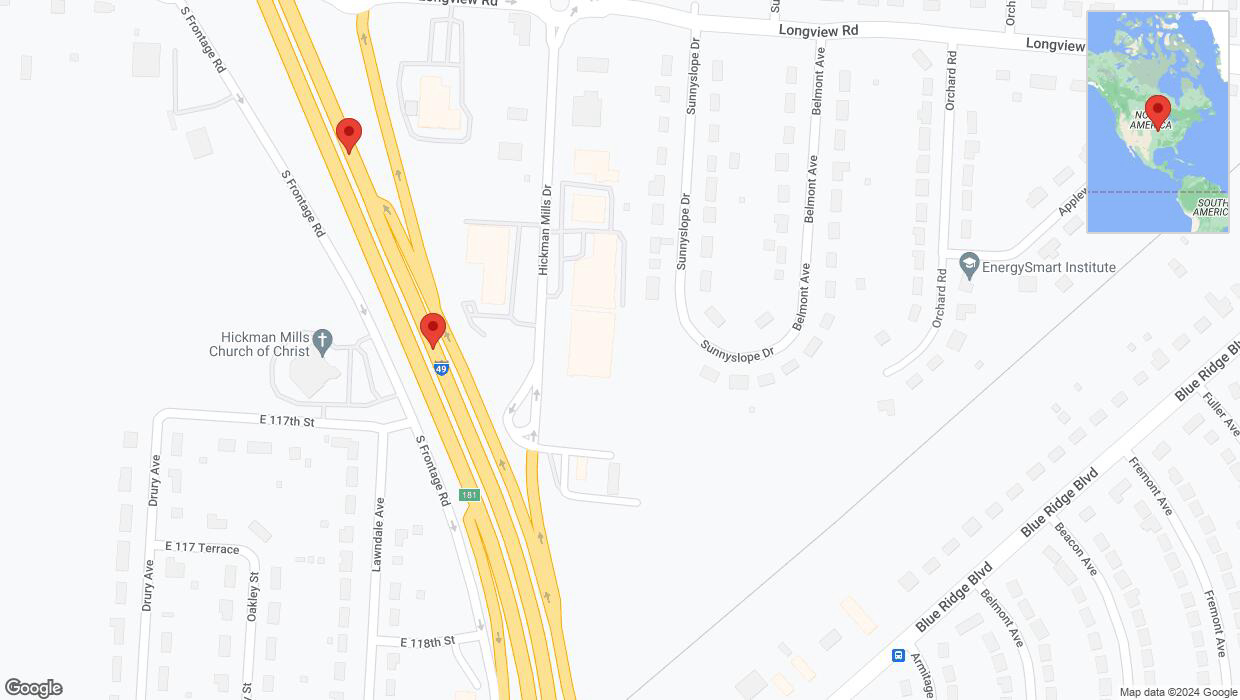 A detailed map that shows the affected road due to 'Broken down vehicle on northbound I-40/US-71 in Kansas City' on January 2nd at 6:38 p.m.