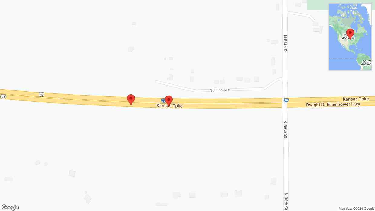 A detailed map that shows the affected road due to 'Broken down vehicle on eastbound I-70 in Kansas City' on January 4th at 12:26 p.m.