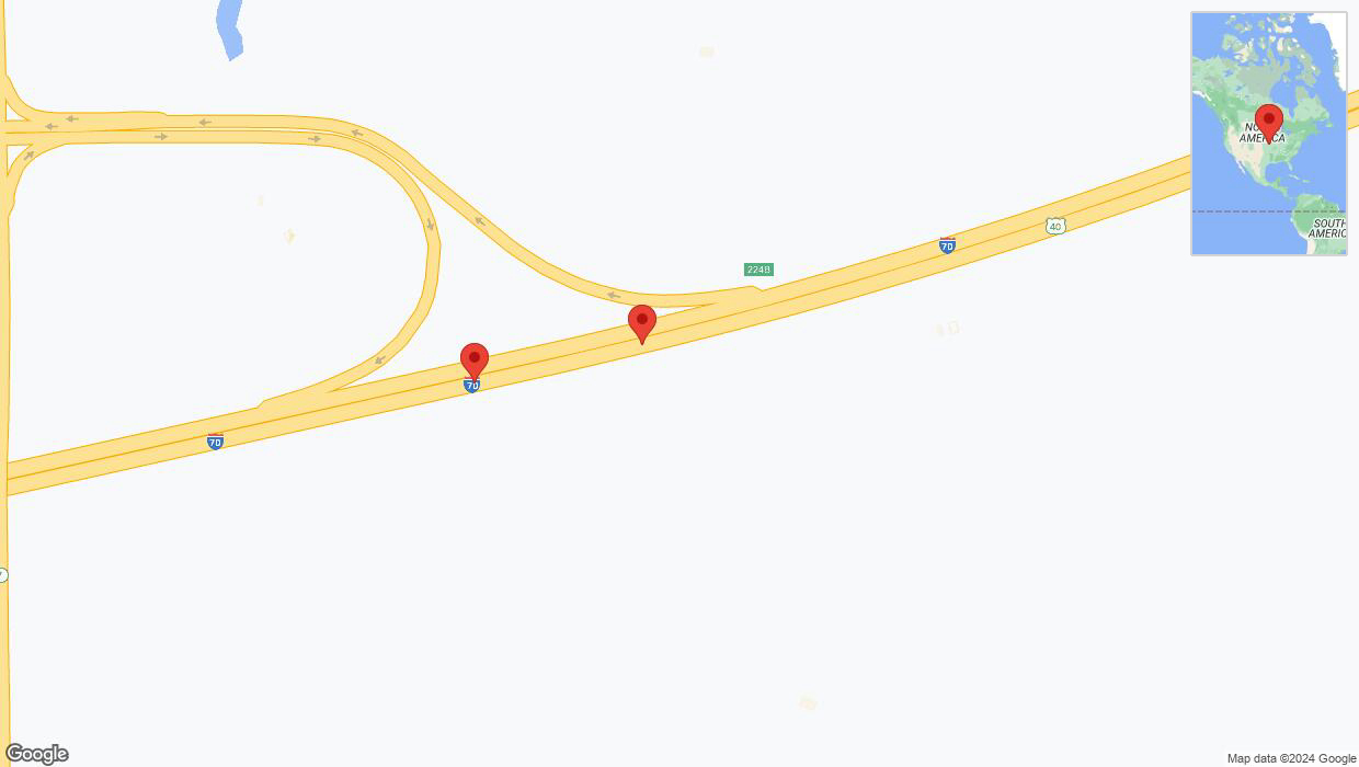 A detailed map that shows the affected road due to 'Crash report: I-70' on January 4th at 6:25 p.m.