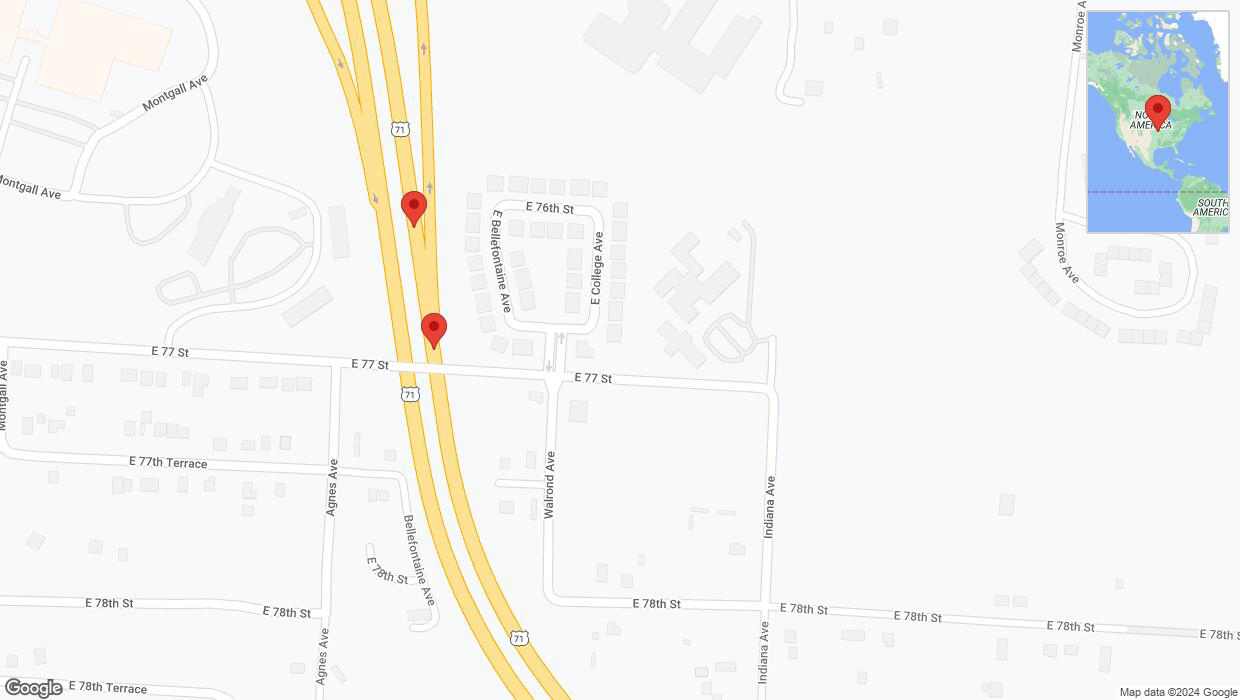 A detailed map that shows the affected road due to 'Warning in Kansas City: Crash reported on northbound I-40/US-71' on January 6th at 6:15 p.m.