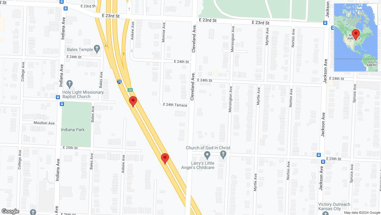 A detailed map that shows the affected road due to 'Broken down vehicle on eastbound I-70 in Kansas City' on January 6th at 4:37 p.m.