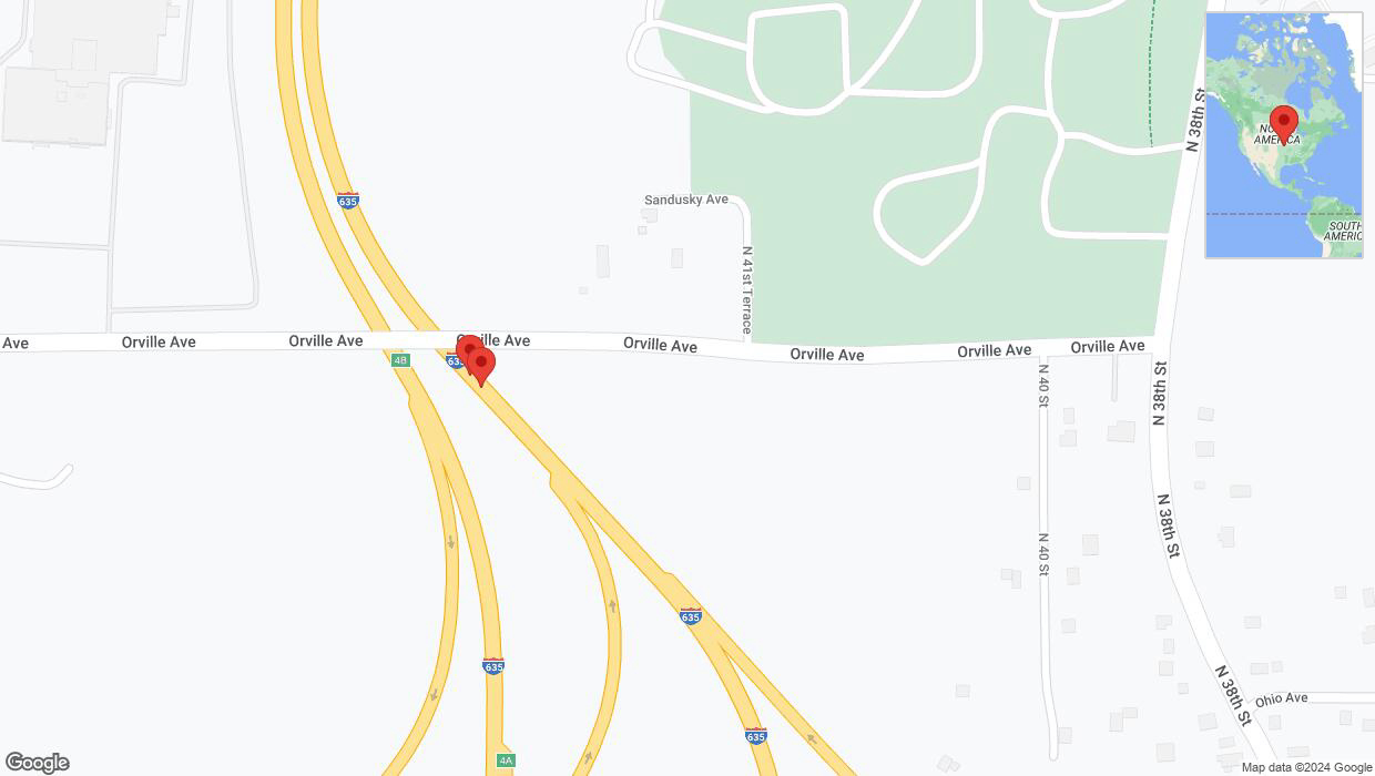 A detailed map that shows the affected road due to 'Broken down vehicle on northbound I-635 in Kansas City' on January 7th at 5:20 p.m.