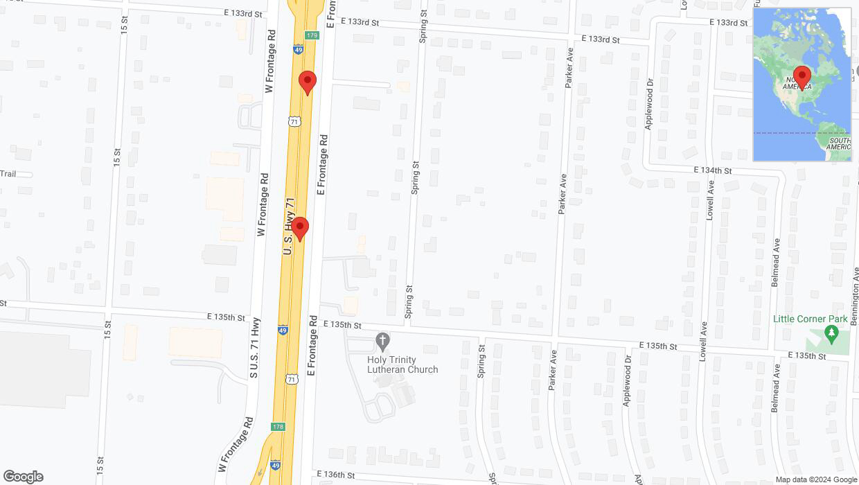 A detailed map that shows the affected road due to 'I-40/US-71 Richtung Main Street' on January 8th at 2:15 p.m.