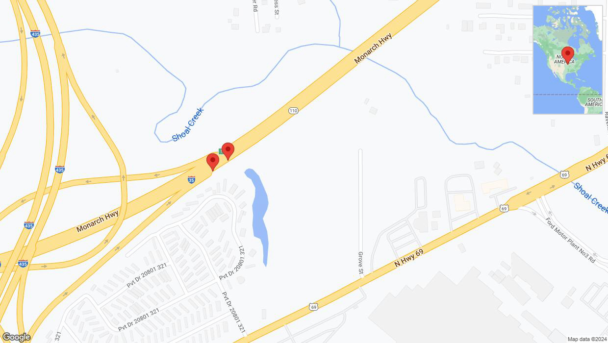 A detailed map that shows the affected road due to 'I-35 Richtung US-69/Exit 13' on January 8th at 12:22 p.m.