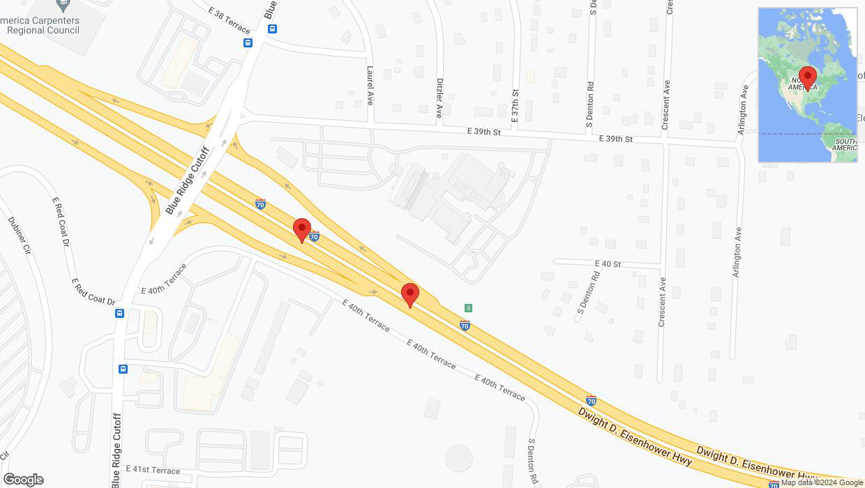 A detailed map that shows the affected road due to 'I-70 Richtung Blue Ridge Cut Off/Exit 9' on January 8th at 7:28 p.m.