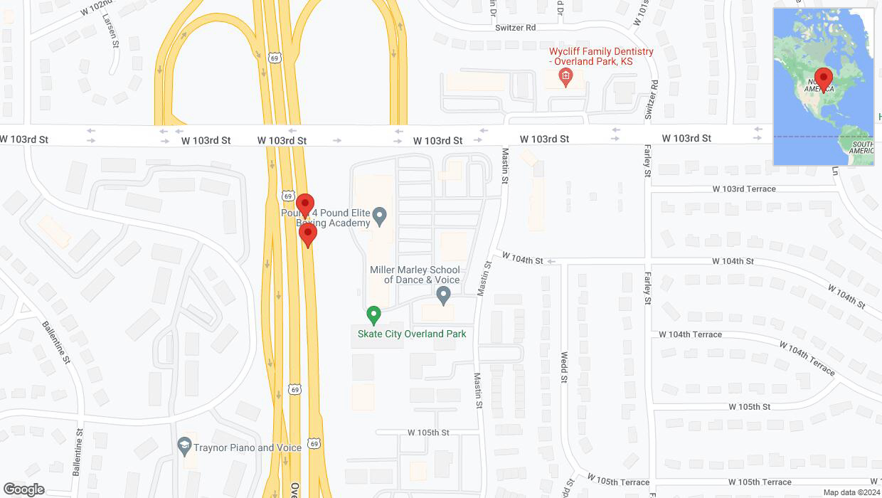 A detailed map that shows the affected road due to 'US-69 Richtung 103rd Street' on January 8th at 8:15 p.m.