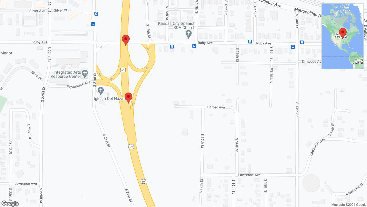 A detailed map that shows the affected road due to 'US-69 Richtung Ruby Avenue' on January 8th at 8:45 p.m.
