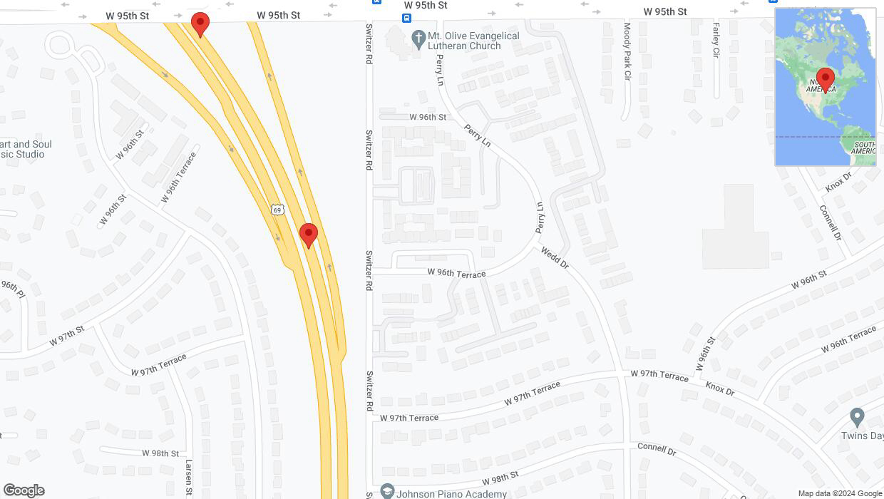 A detailed map that shows the affected road due to 'US-69 Richtung 95th Street' on January 8th at 9:39 p.m.