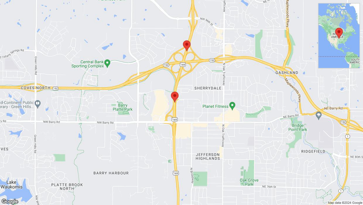 A detailed map that shows the affected road due to 'US-169 Richtung MO-152' on January 8th at 9:39 p.m.