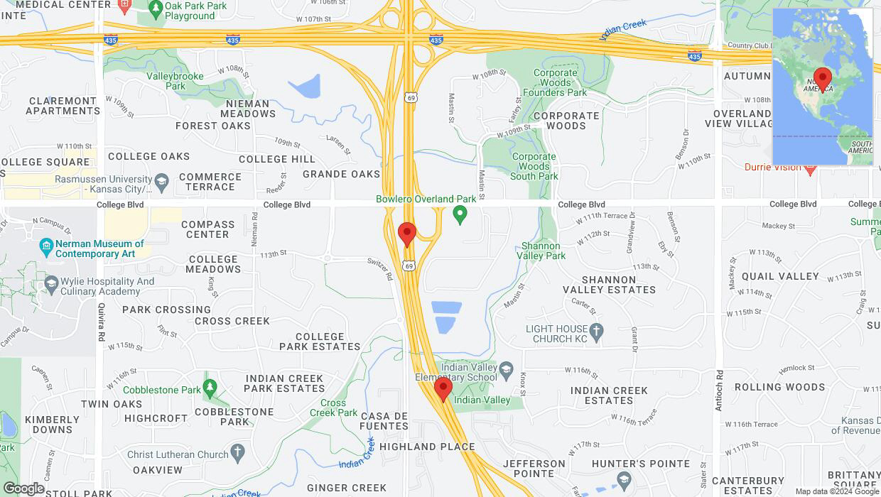 A detailed map that shows the affected road due to 'US-69 Richtung 119th Street' on January 8th at 9:45 p.m.