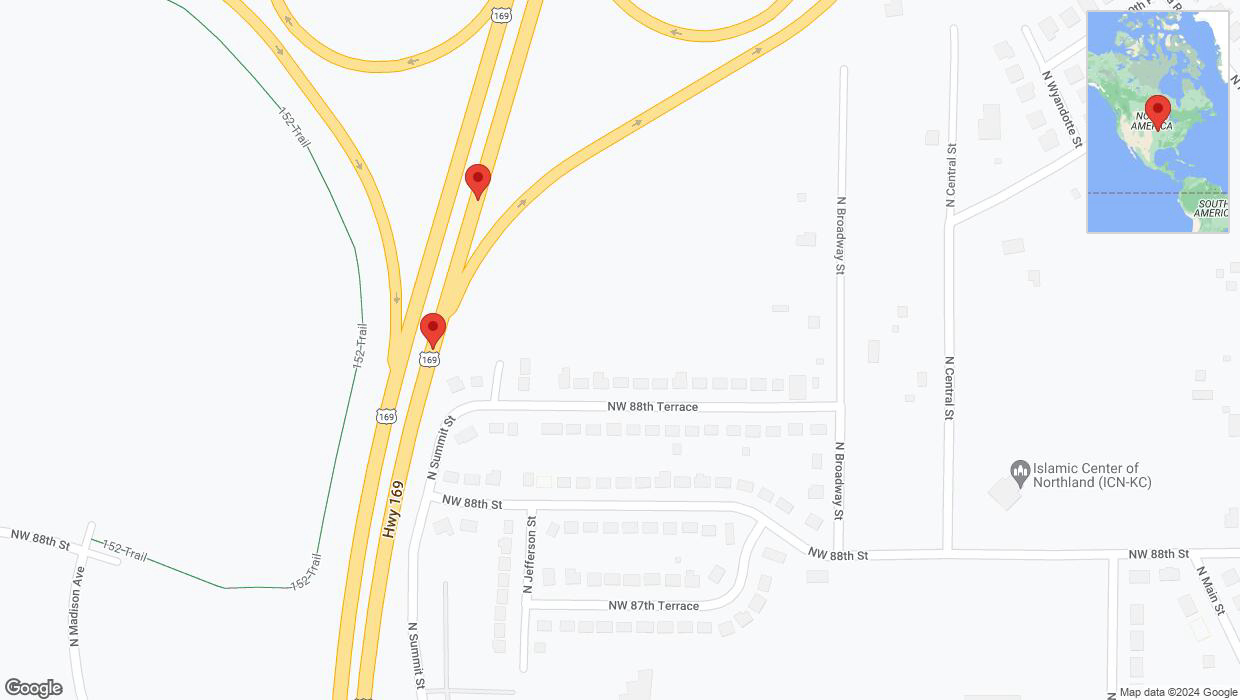 A detailed map that shows the affected road due to 'US-169 Richtung MO-152' on January 8th at 11:32 p.m.