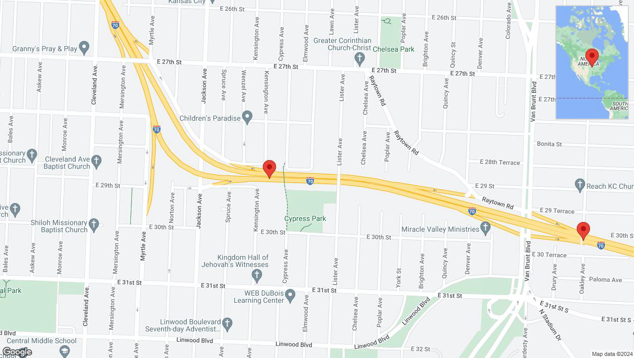 A detailed map that shows the affected road due to 'I-70 Richtung Van Brunt Boulevard/Exit 6' on January 8th at 11:38 p.m.