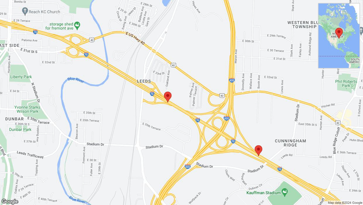 A detailed map that shows the affected road due to 'I-70 Richtung Blue Ridge Cut Off/Exit 9' on January 8th at 11:44 p.m.