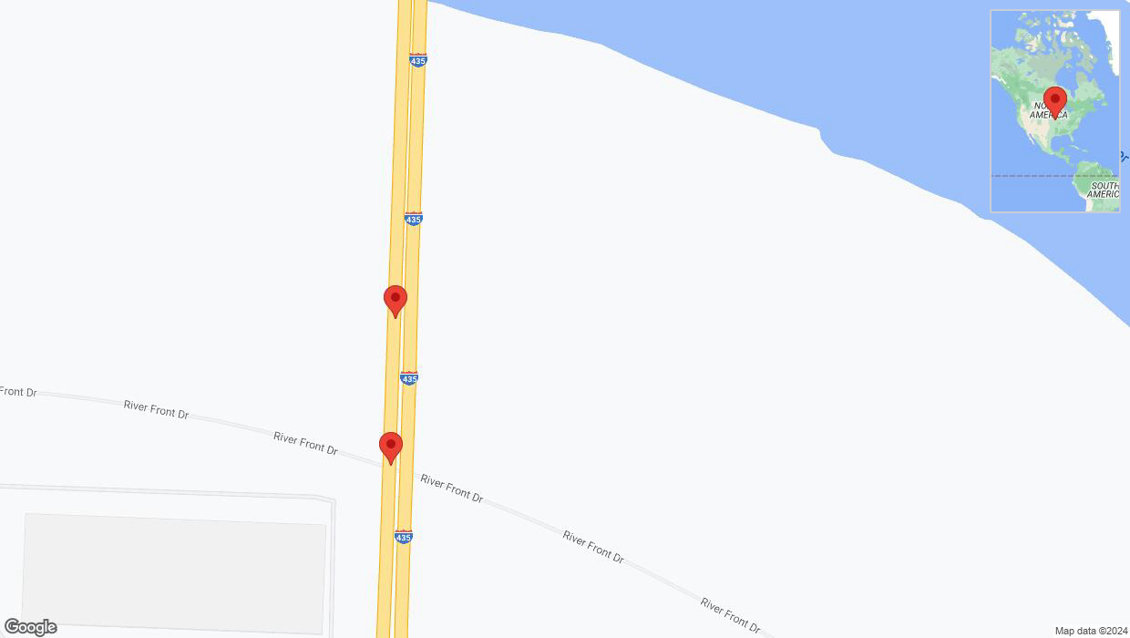 A detailed map that shows the affected road due to 'I-435 Richtung Front Street/Exit 57' on January 9th at 3:11 a.m.