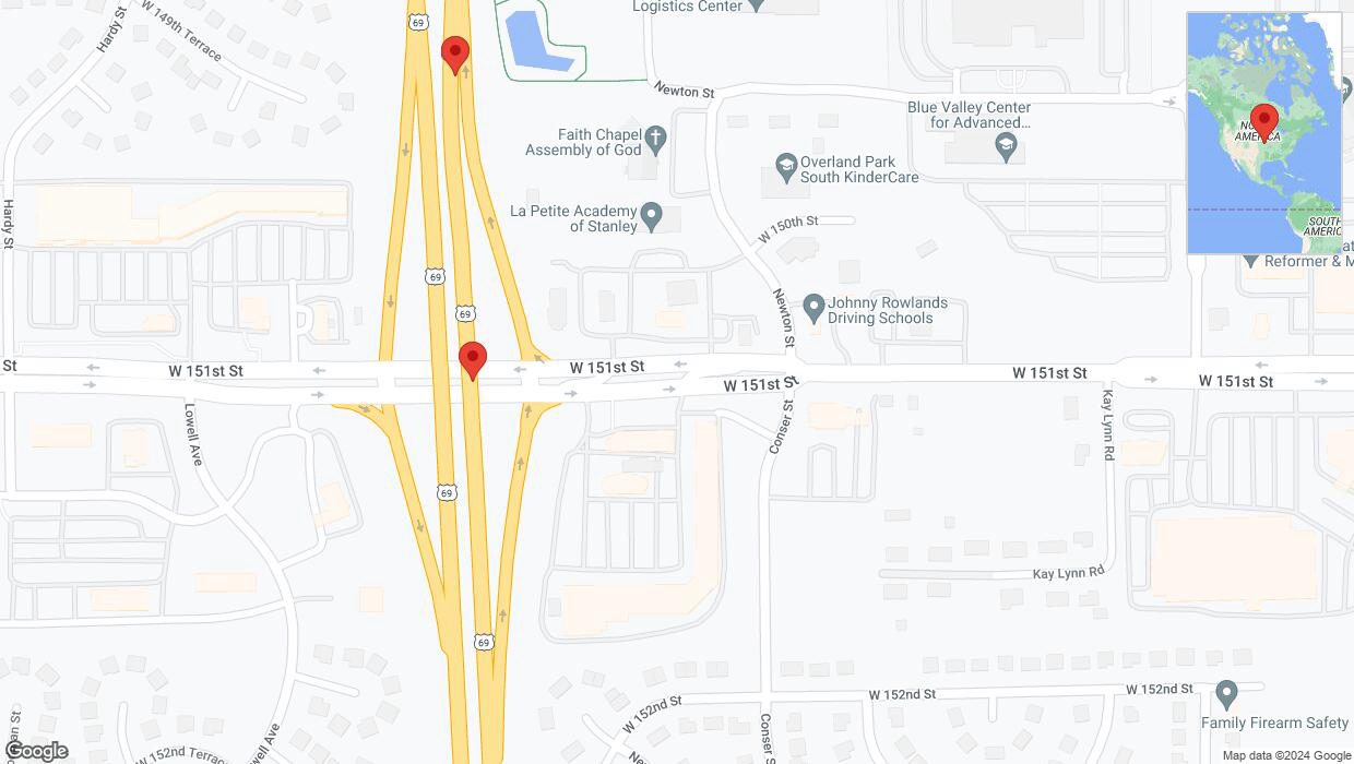 A detailed map that shows the affected road due to 'US-69 Richtung 151st Street' on January 9th at 2:47 a.m.
