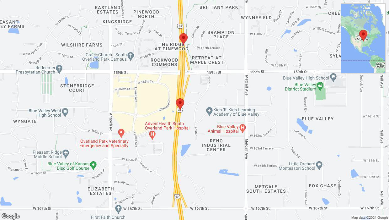 A detailed map that shows the affected road due to 'US-69 Richtung 151st Street' on January 9th at 2:47 a.m.