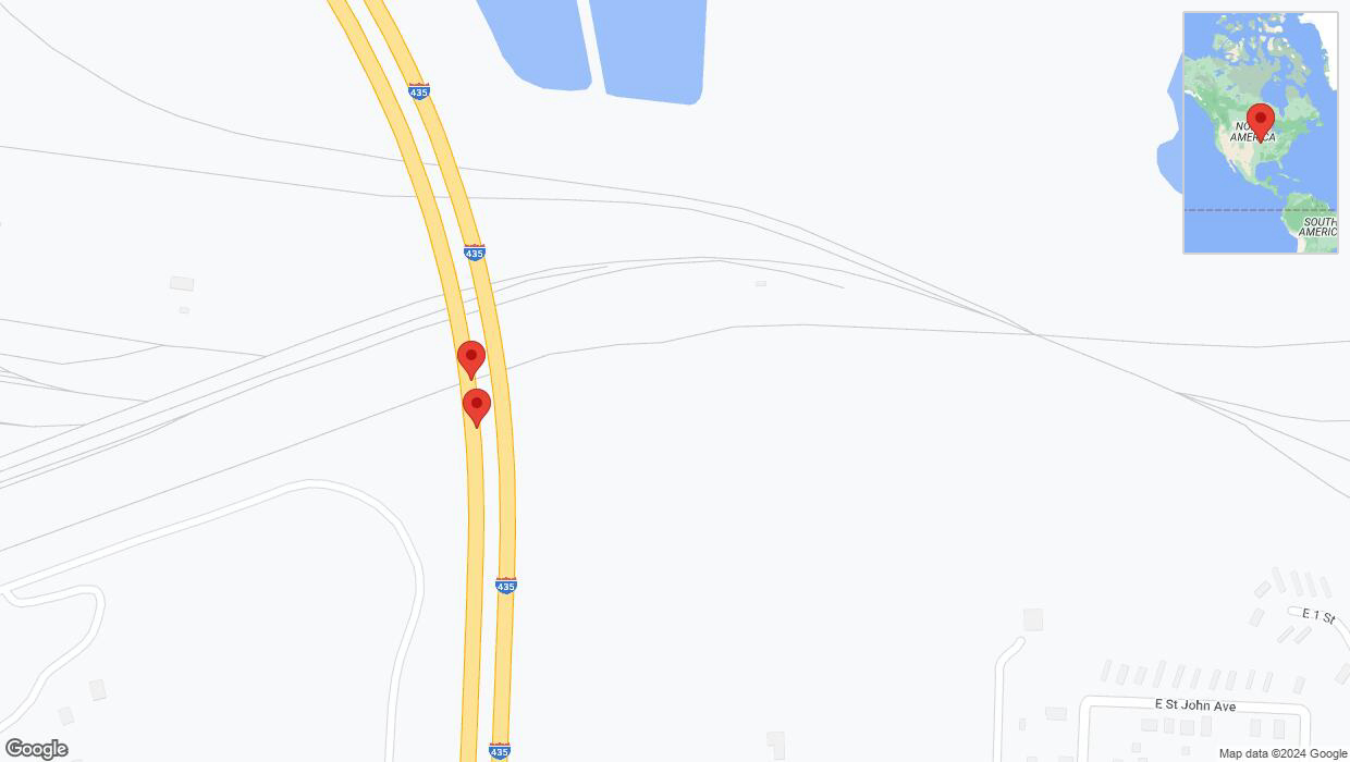 A detailed map that shows the affected road due to 'I-435 Richtung US-24/Winner Road/Exit 59' on January 9th at 3:34 a.m.