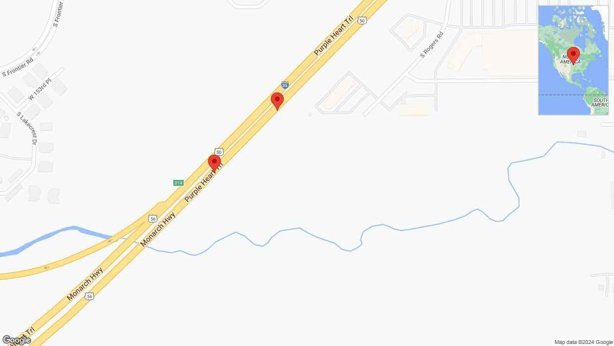 A detailed map that shows the affected road due to 'I-35 Richtung US-169/K-7/Exit 215' on January 9th at 3:11 a.m.