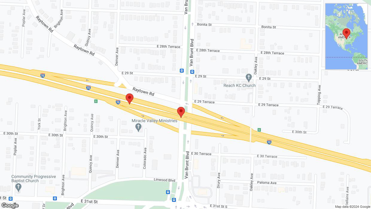 A detailed map that shows the affected road due to 'I-70 Richtung Van Brunt Boulevard/Exit 6' on January 9th at 3:27 a.m.
