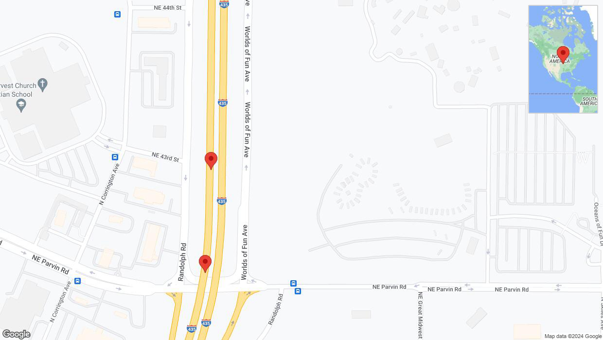 A detailed map that shows the affected road due to 'I-435 Richtung Parvin Road/Exit 54' on January 9th at 3:34 a.m.