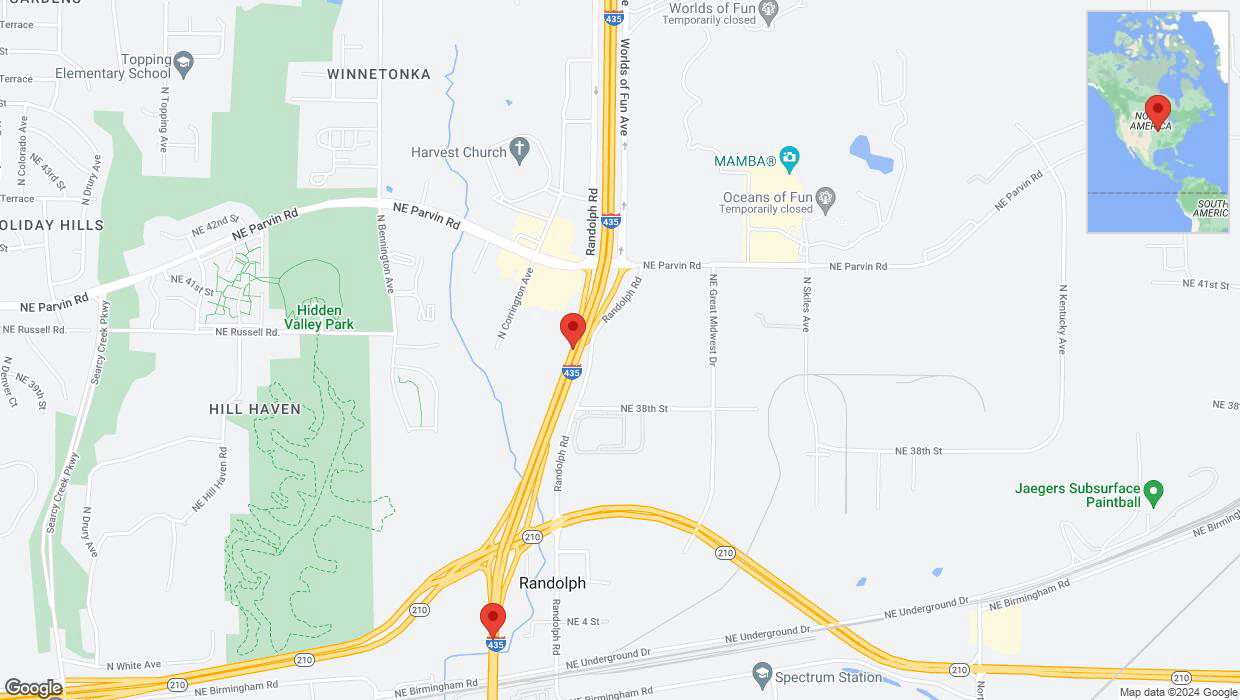 A detailed map that shows the affected road due to 'I-435 Richtung MO-210/Exit 55' on January 9th at 3:42 a.m.
