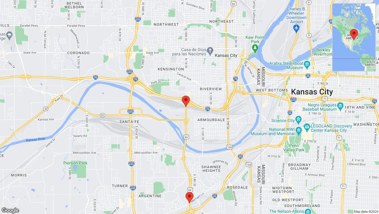 A detailed map that shows the affected road due to 'US-69 Richtung Merriam Lane' on January 9th at 4:53 a.m.