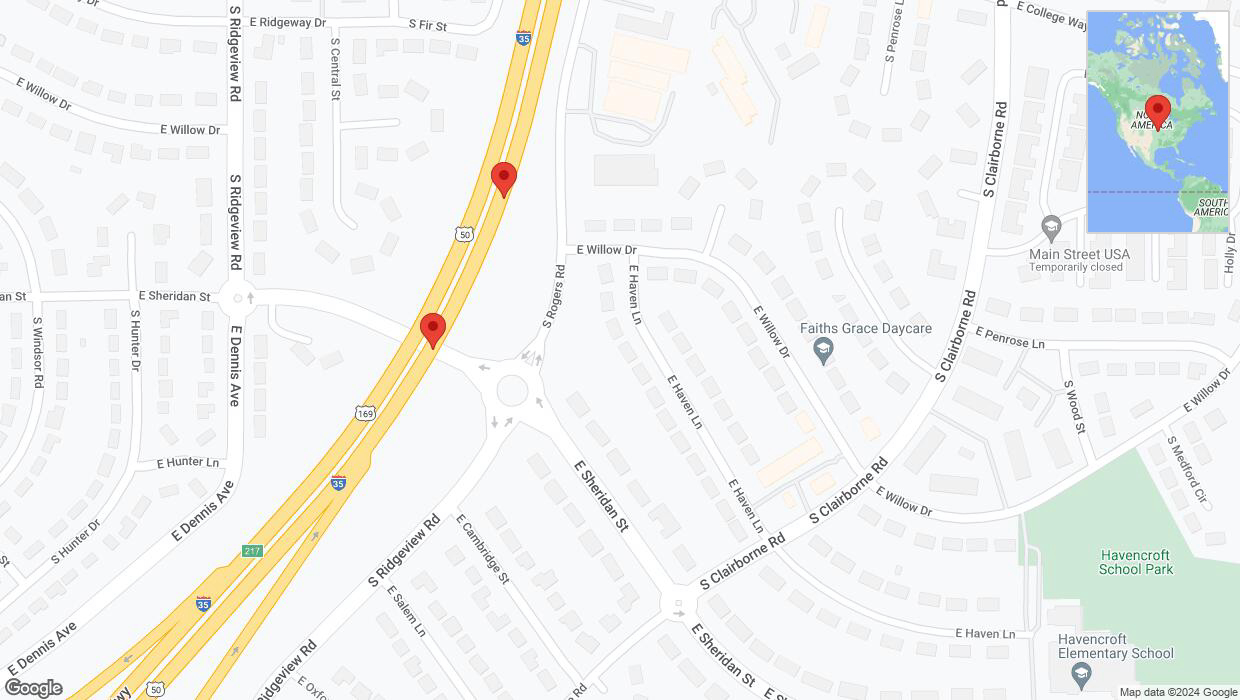A detailed map that shows the affected road due to 'I-35 Richtung East Santa Fe Street/Exit 218' on January 9th at 5:54 a.m.