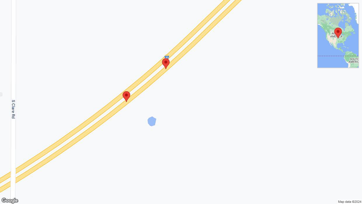 A detailed map that shows the affected road due to 'I-35 Richtung Lone Elm Road' on January 9th at 6:10 a.m.