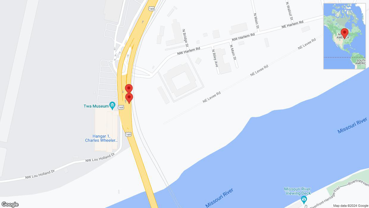A detailed map that shows the affected road due to 'US-169 North Richtung The Downtown Airport' on January 9th at 6:02 a.m.