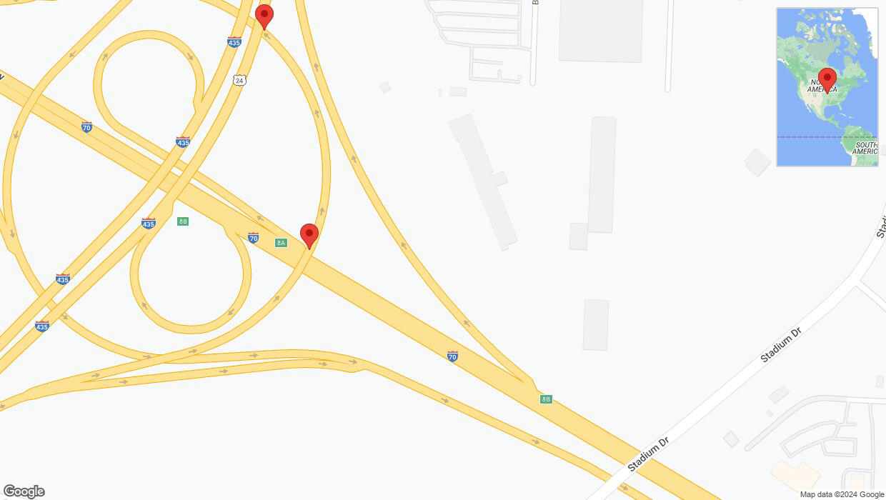 A detailed map that shows the affected road due to 'George Brett Super Highway Richtung I-435 North' on January 9th at 6:02 a.m.