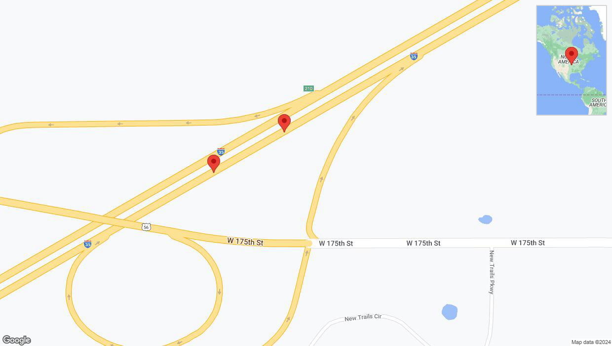 A detailed map that shows the affected road due to 'I-35 Richtung US-56/175th Street/Exit 210' on January 9th at 6:10 a.m.