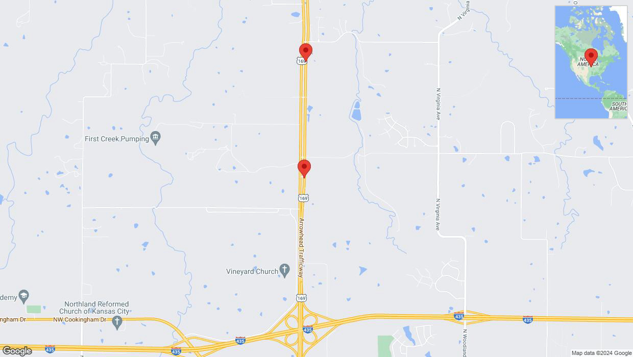 A detailed map that shows the affected road due to 'US-169 Richtung NE Amory Road' on January 9th at 6:10 a.m.