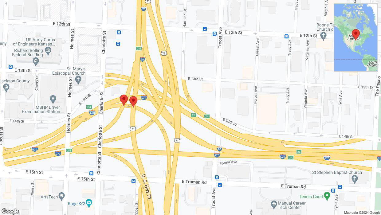 A detailed map that shows the affected road due to 'Charlotte Street Richtung I-670 West' on January 9th at 6:34 a.m.