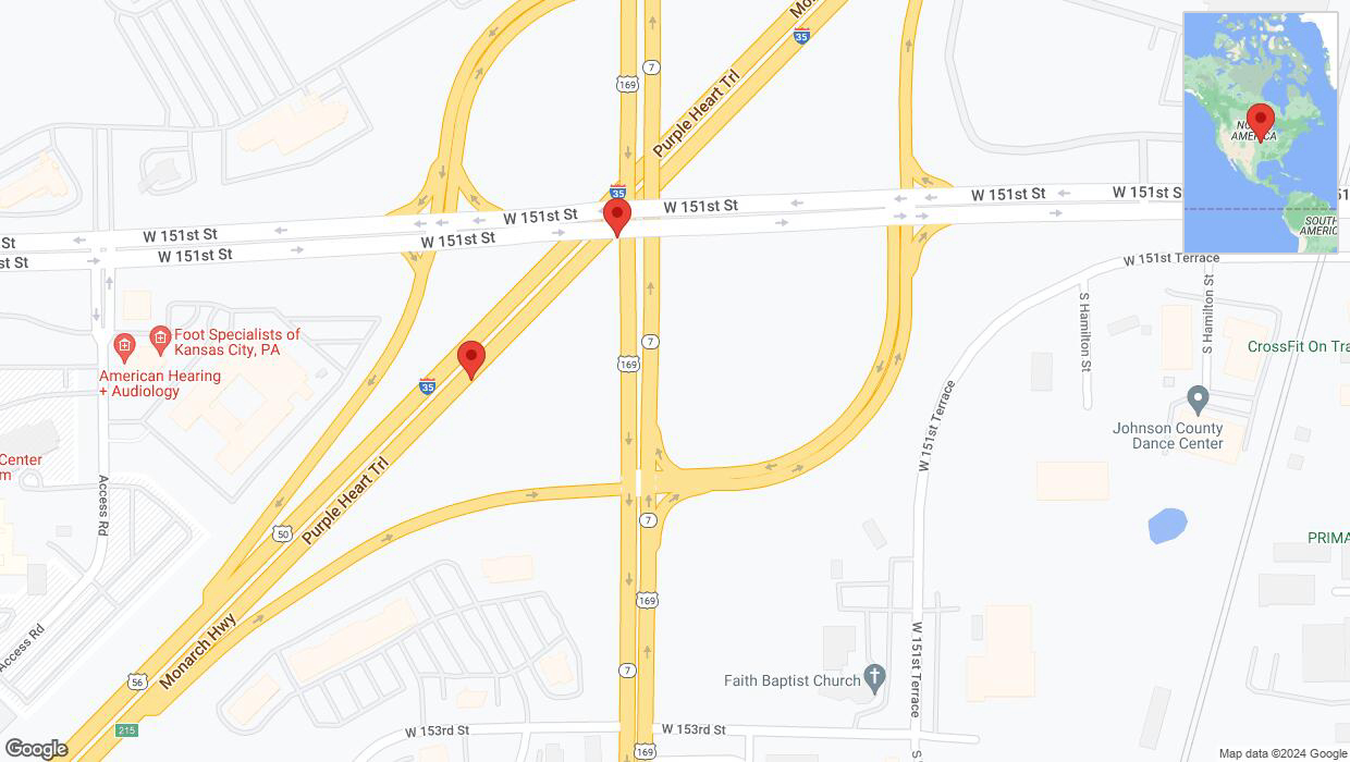 A detailed map that shows the affected road due to 'I-35 Richtung US-169/K-7/Exit 215' on January 9th at 7:26 a.m.