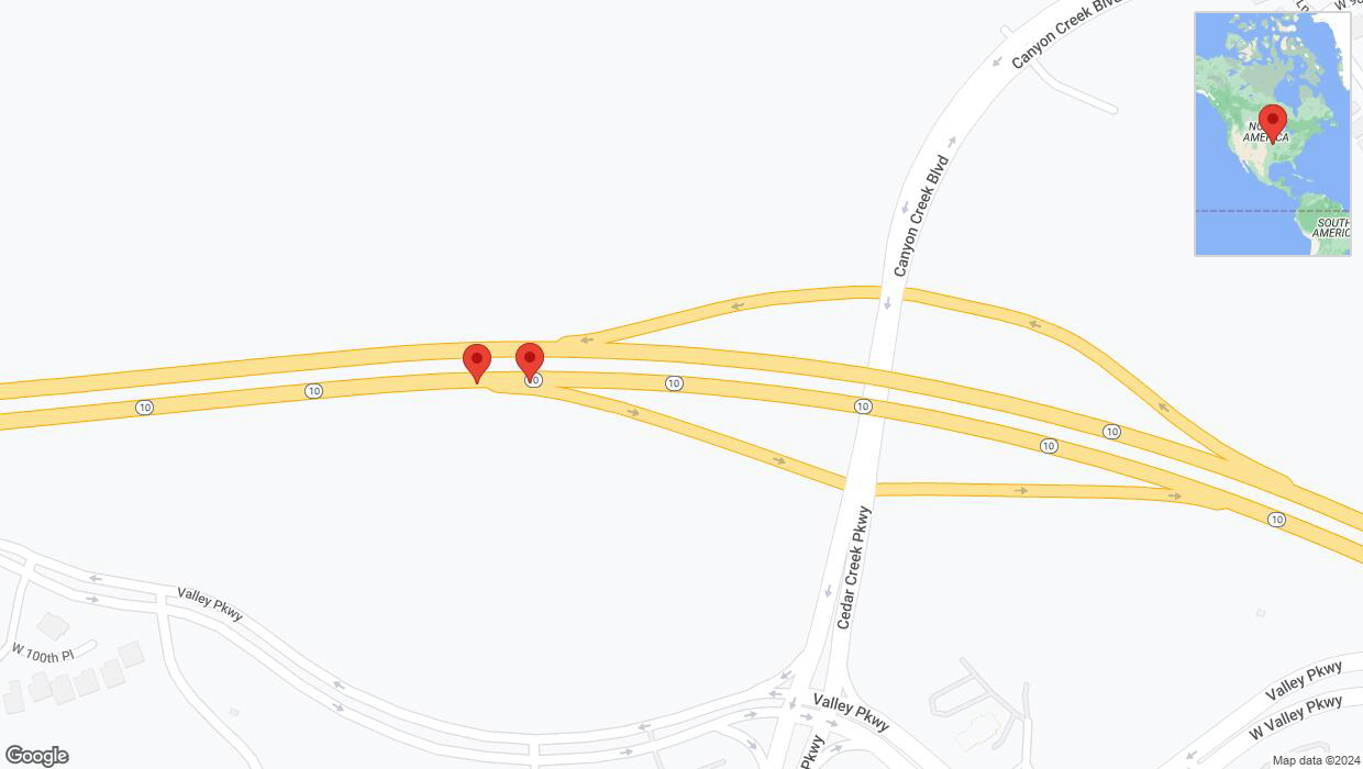 A detailed map that shows the affected road due to 'K-10 Richtung South Cedar Creek Parkway' on January 9th at 2:32 p.m.