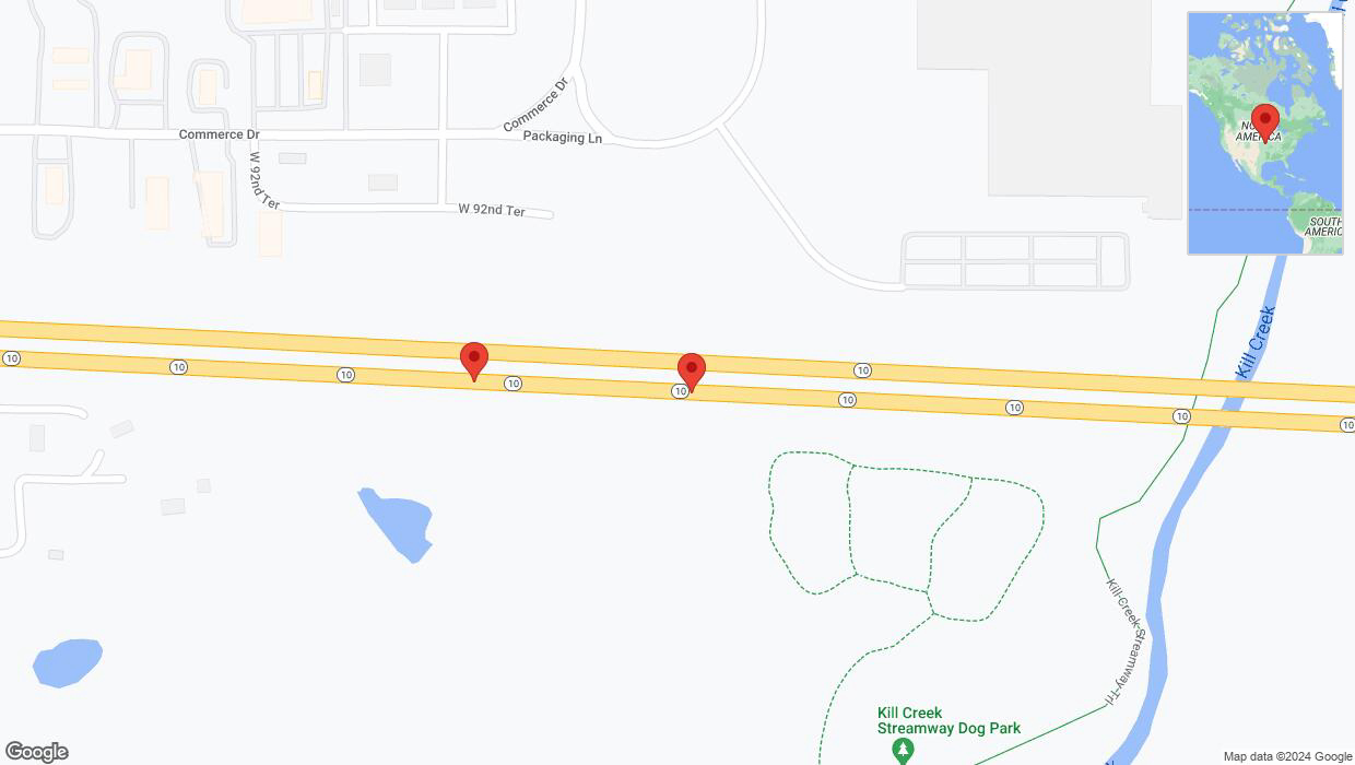 A detailed map that shows the affected road due to 'K-10 Richtung Kill Creek Road' on January 11th at 1:58 p.m.