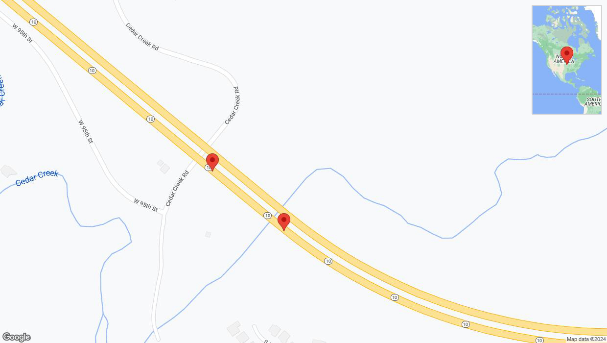 A detailed map that shows the affected road due to 'K-10 Richtung South Cedar Creek Parkway' on January 18th at 7:19 p.m.