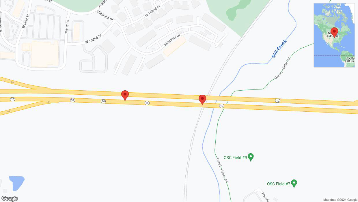 A detailed map that shows the affected road due to 'K-10 Richtung Ridgeview Road' on January 24th at 5:27 p.m.